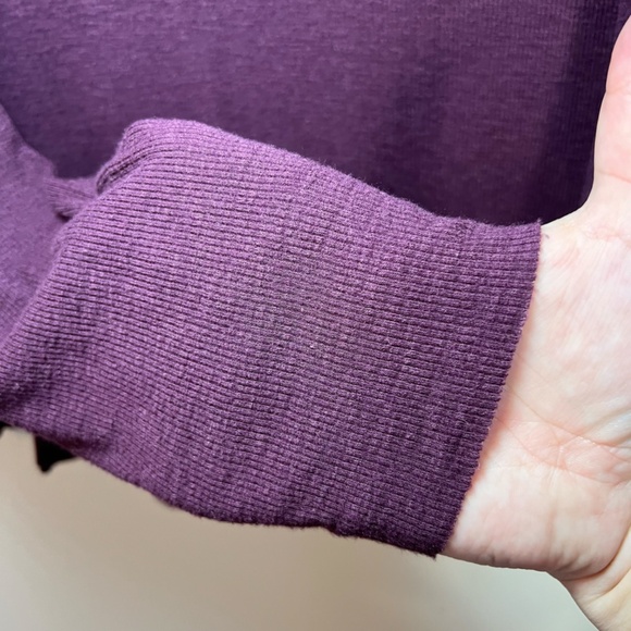 Aerie Real Soft Ribbed Shirt Burgundy Long Sleeve Round Neck Stretch Top Size XL - Picture 6 of 10